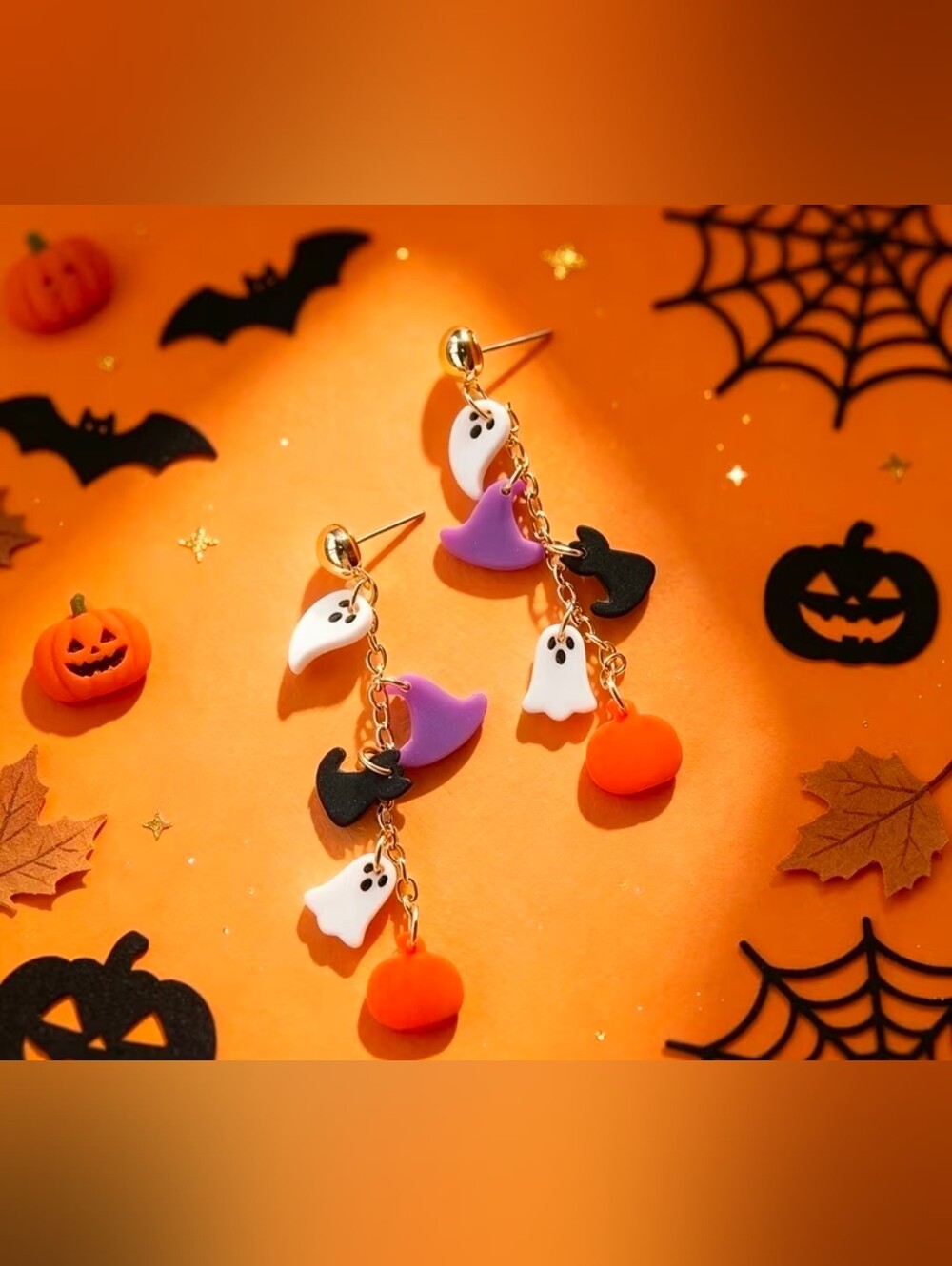 $8 Each Or Bundle 5/$20 Halloween Ghost, Pumpkin & Cat Dangle Earrings